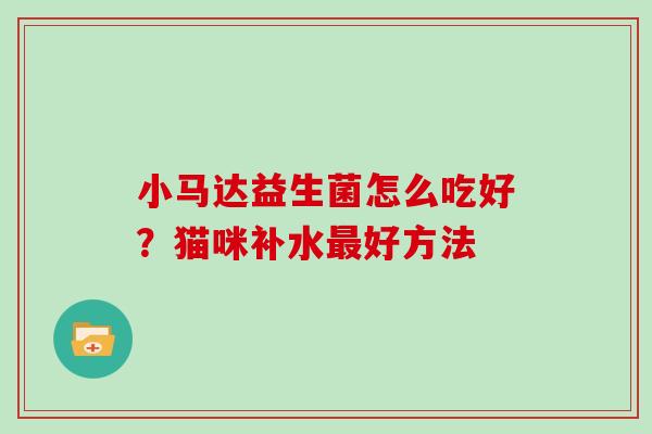 小马达益生菌怎么吃好？猫咪补水好方法