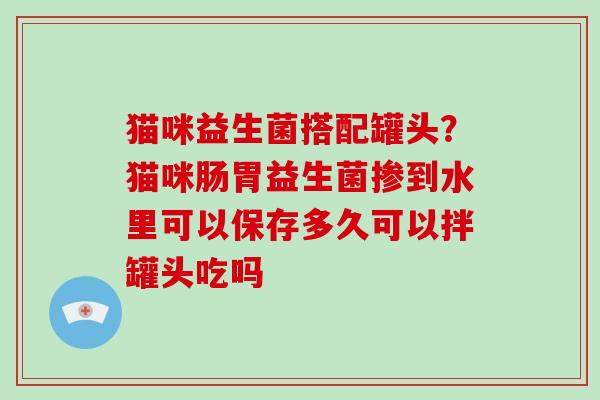 猫咪益生菌搭配罐头?猫咪肠胃益生菌掺到水里可以保存多久可以拌罐头吃吗 猫咪益生菌搭配罐头?猫咪肠胃益生菌掺到水里可以保存多久可以拌罐头吃吗