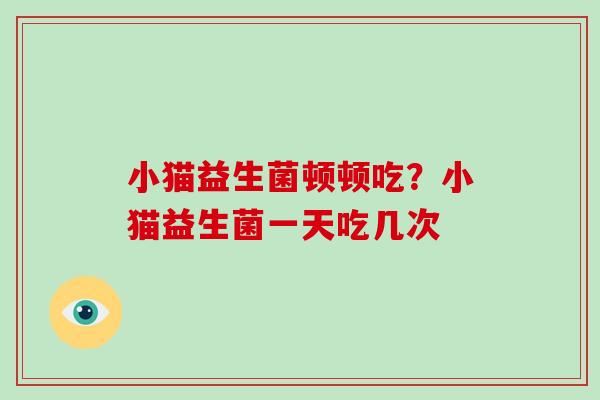 小猫益生菌顿顿吃？小猫益生菌一天吃几次