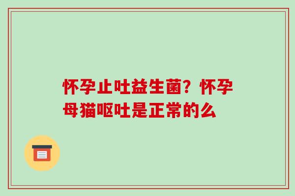 怀孕止吐益生菌?怀孕母猫是正常的么 怀孕止吐益生菌?怀孕母猫是正常的么