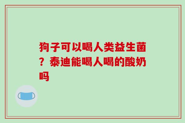 狗子可以喝人类益生菌？泰迪能喝人喝的酸奶吗