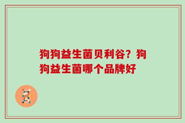 狗狗益生菌贝利谷？狗狗益生菌哪个品牌好
