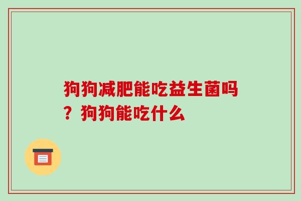 狗狗能吃益生菌吗？狗狗能吃什么