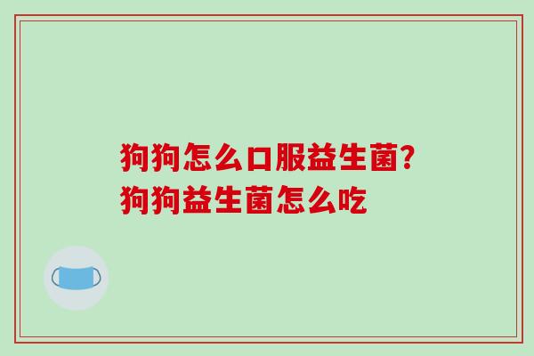 狗狗怎么口服益生菌？狗狗益生菌怎么吃