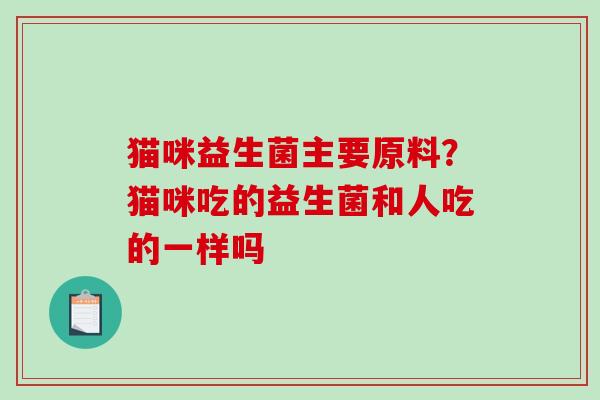 猫咪益生菌主要原料？猫咪吃的益生菌和人吃的一样吗