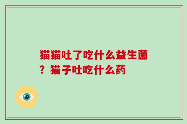 猫猫吐了吃什么益生菌？猫子吐吃什么药