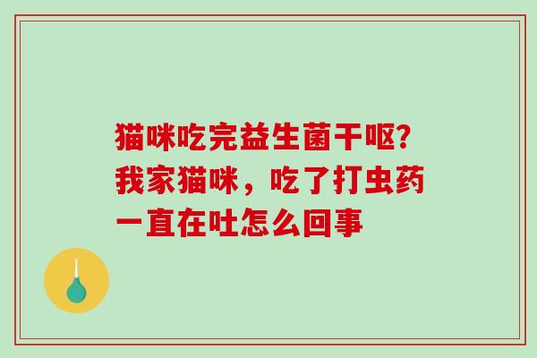 猫咪吃完益生菌干呕？我家猫咪，吃了打虫药一直在吐怎么回事