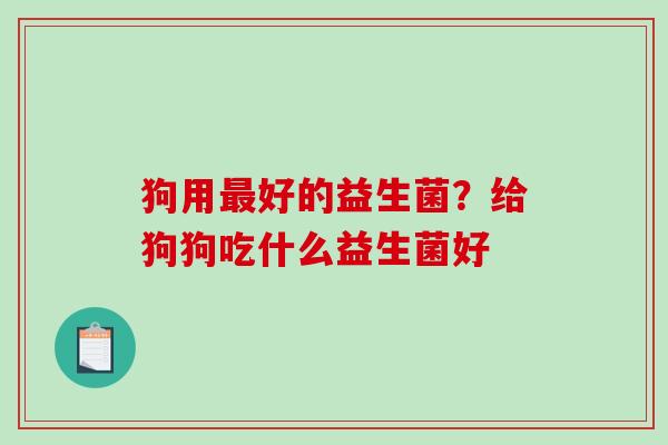 狗用好的益生菌？给狗狗吃什么益生菌好