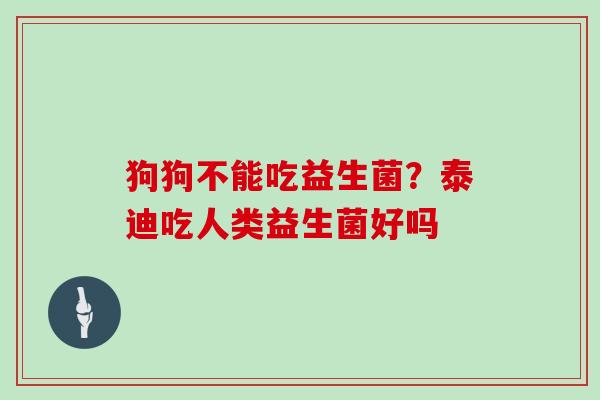 狗狗不能吃益生菌？泰迪吃人类益生菌好吗