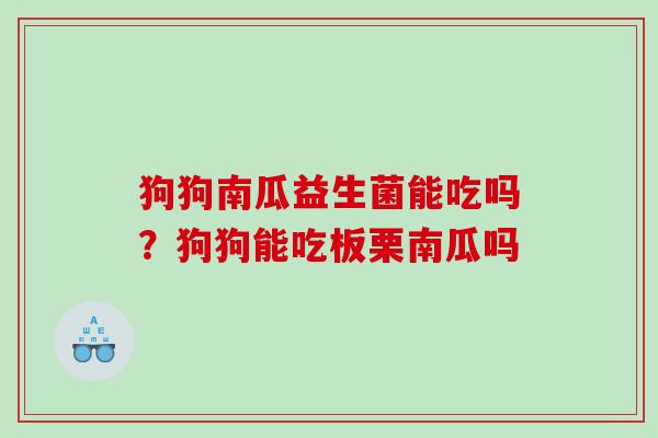 狗狗南瓜益生菌能吃吗？狗狗能吃板栗南瓜吗