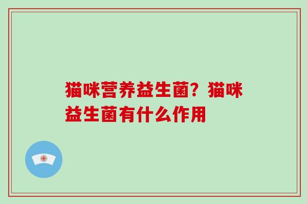 猫咪营养益生菌？猫咪益生菌有什么作用