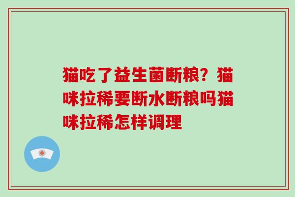 猫吃了益生菌断粮？猫咪拉稀要断水断粮吗猫咪拉稀怎样调理