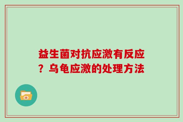 益生菌对抗应激有反应？乌龟应激的处理方法