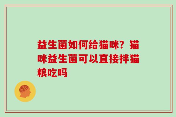 益生菌如何给猫咪？猫咪益生菌可以直接拌猫粮吃吗