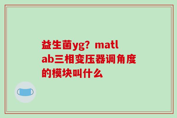 益生菌yg？matlab三相变压器调角度的模块叫什么