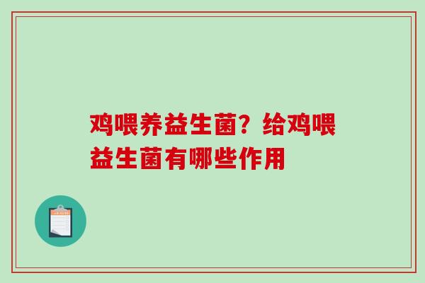 鸡喂养益生菌？给鸡喂益生菌有哪些作用