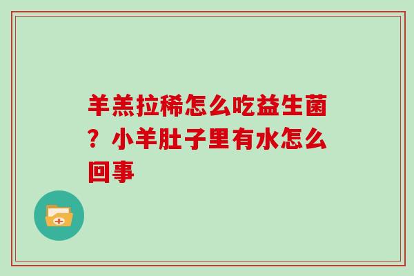 羊羔拉稀怎么吃益生菌？小羊肚子里有水怎么回事