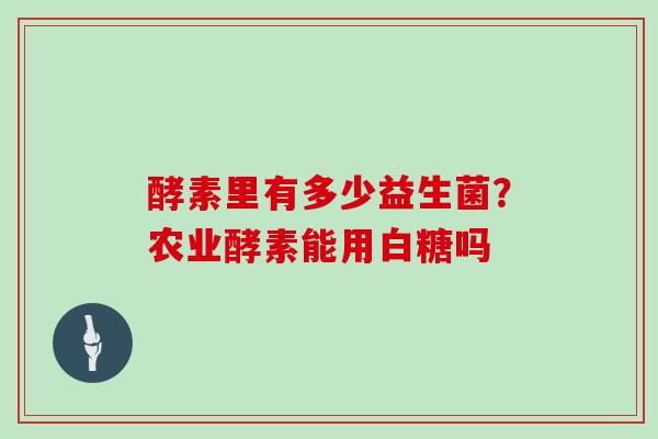 酵素里有多少益生菌？农业酵素能用白糖吗