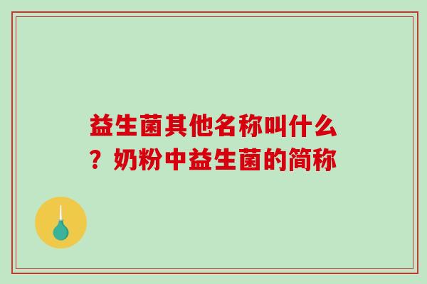 益生菌其他名称叫什么？奶粉中益生菌的简称