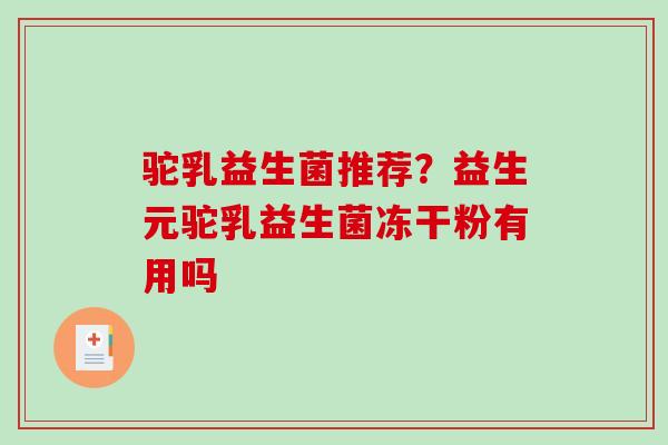 驼乳益生菌推荐？益生元驼乳益生菌冻干粉有用吗