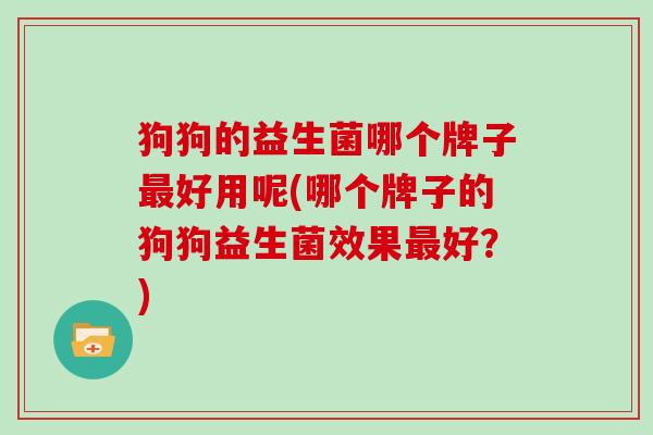 狗狗的益生菌哪个牌子最好用呢(哪个牌子的狗狗益生菌效果最好？)