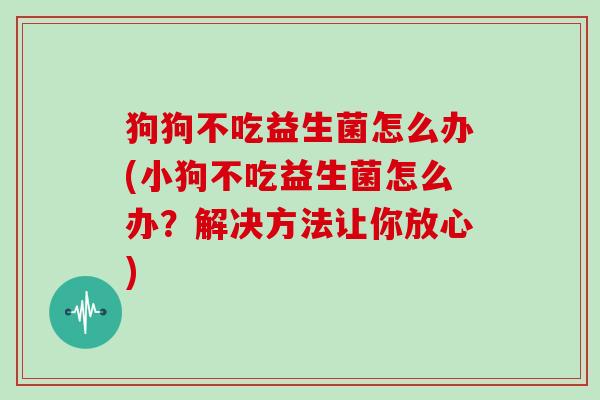 狗狗不吃益生菌怎么办(小狗不吃益生菌怎么办?解决方法让你放心) 狗狗不吃益生菌怎么办(小狗不吃益生菌怎么办?解决方法让你放心)