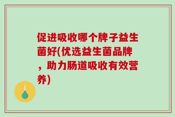 促进吸收哪个牌子益生菌好(优选益生菌品牌，助力肠道吸收有效营养)