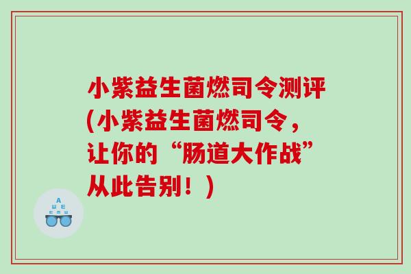 小紫益生菌燃司令测评(小紫益生菌燃司令，让你的“肠道大作战”从此告别！)
