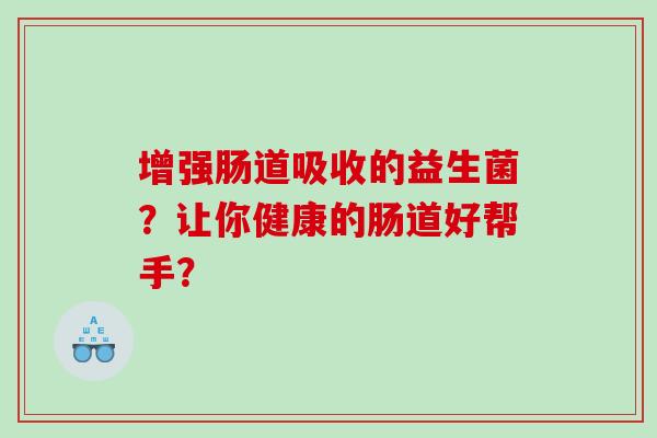 增强肠道吸收的益生菌？让你健康的肠道好帮手？
