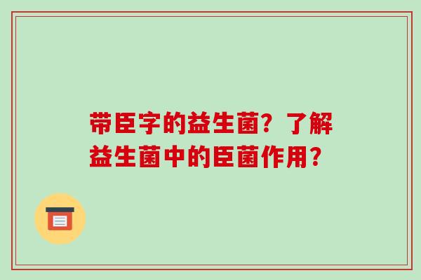 带臣字的益生菌？了解益生菌中的臣菌作用？