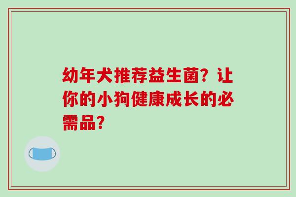 幼年犬推荐益生菌？让你的小狗健康成长的必需品？