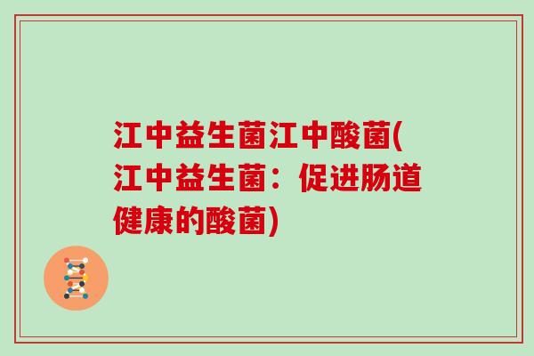 江中益生菌江中酸菌(江中益生菌：促进肠道健康的酸菌)