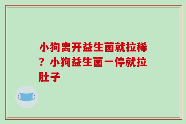 小狗离开益生菌就拉稀？小狗益生菌一停就拉肚子
