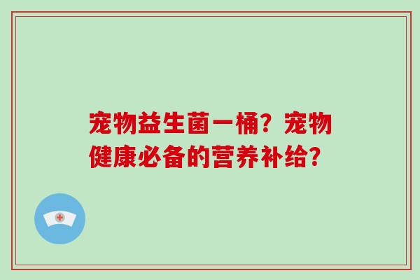 宠物益生菌一桶？宠物健康必备的营养补给？
