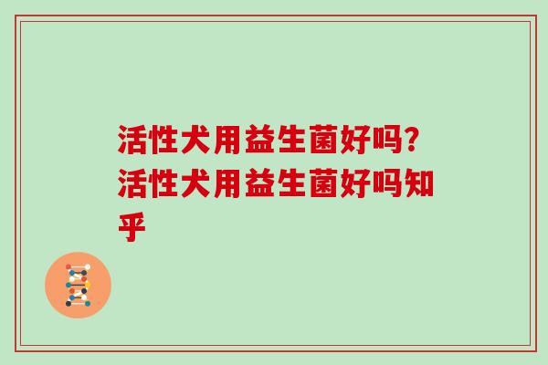 活性犬用益生菌好吗？活性犬用益生菌好吗知乎