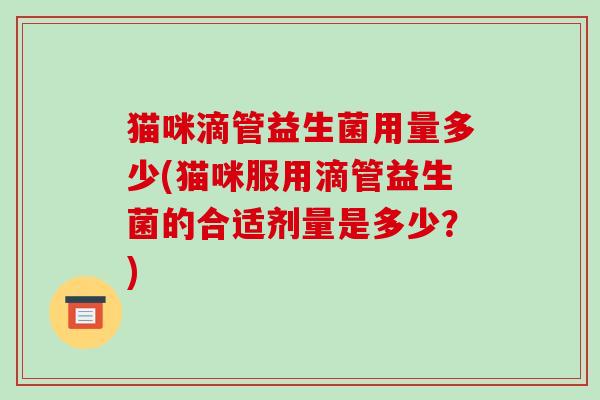 猫咪滴管益生菌用量多少(猫咪服用滴管益生菌的合适剂量是多少？)
