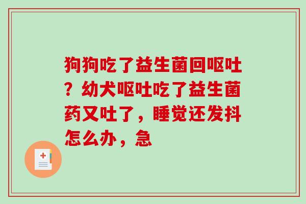 狗狗吃了益生菌回呕吐？幼犬呕吐吃了益生菌药又吐了，睡觉还发抖怎么办，急