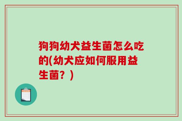 狗狗幼犬益生菌怎么吃的(幼犬应如何服用益生菌？)