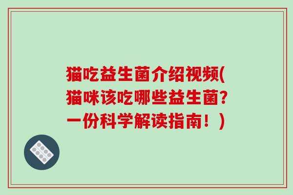猫吃益生菌介绍视频(猫咪该吃哪些益生菌？一份科学解读指南！)