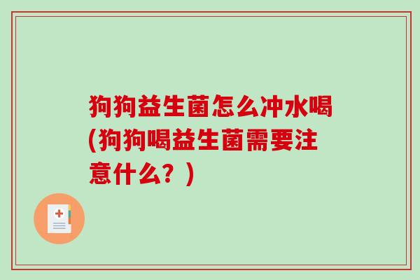 狗狗益生菌怎么冲水喝(狗狗喝益生菌需要注意什么？)