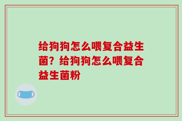给狗狗怎么喂复合益生菌？给狗狗怎么喂复合益生菌粉