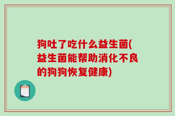 狗吐了吃什么益生菌(益生菌能帮助消化不良的狗狗恢复健康)