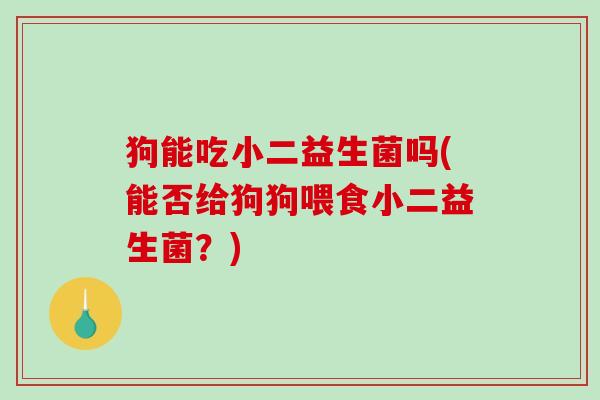 狗能吃小二益生菌吗(能否给狗狗喂食小二益生菌？)
