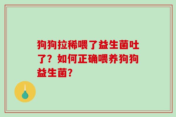 狗狗拉稀喂了益生菌吐了？如何正确喂养狗狗益生菌？
