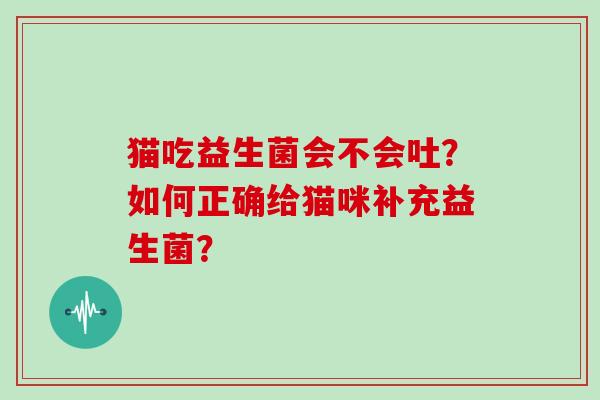 猫吃益生菌会不会吐？如何正确给猫咪补充益生菌？