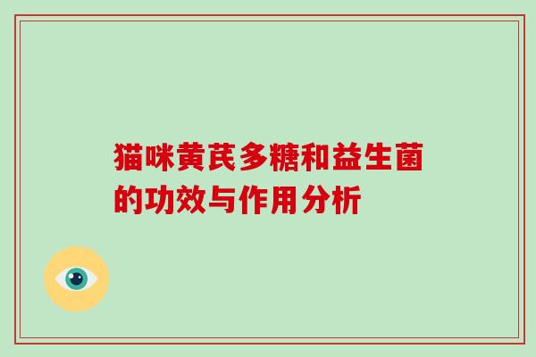 猫咪黄芪多糖和益生菌的功效与作用分析