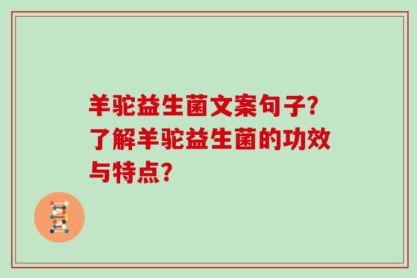 羊驼益生菌文案句子？了解羊驼益生菌的功效与特点？