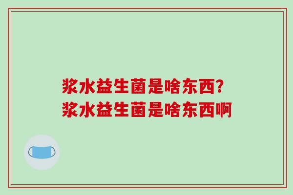 浆水益生菌是啥东西？浆水益生菌是啥东西啊