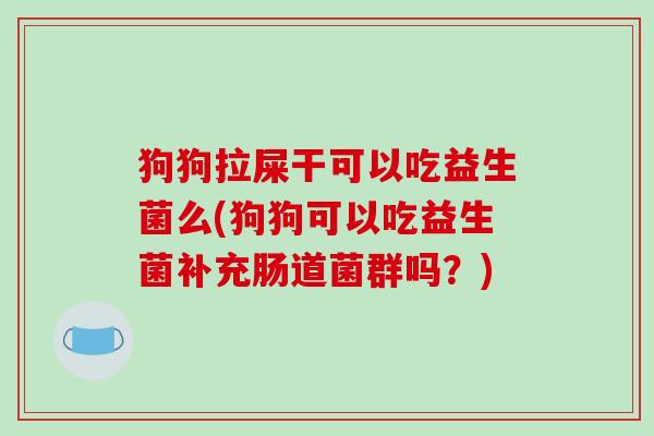 狗狗拉屎干可以吃益生菌么(狗狗可以吃益生菌补充肠道菌群吗？)