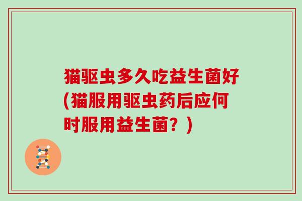 猫驱虫多久吃益生菌好(猫服用驱虫药后应何时服用益生菌?) 猫驱虫多久吃益生菌好(猫服用驱虫药后应何时服用益生菌?)
